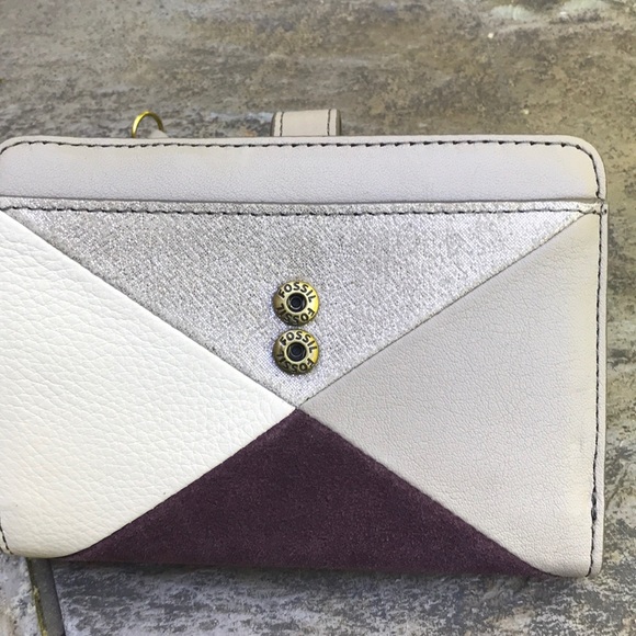Fossil Wallet silver/white/grey/mauve Leather NWT - Picture 8 of 8